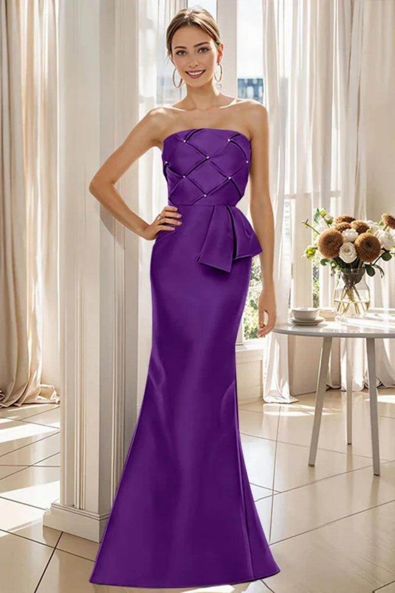 Mermaid Strapless Sleeveless Floor Length Mother Dresses CM0371