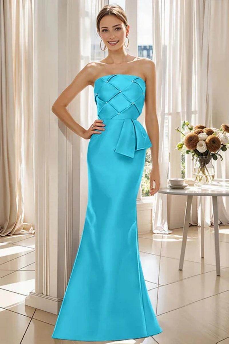 Mermaid Strapless Sleeveless Floor Length Mother Dresses CM0371