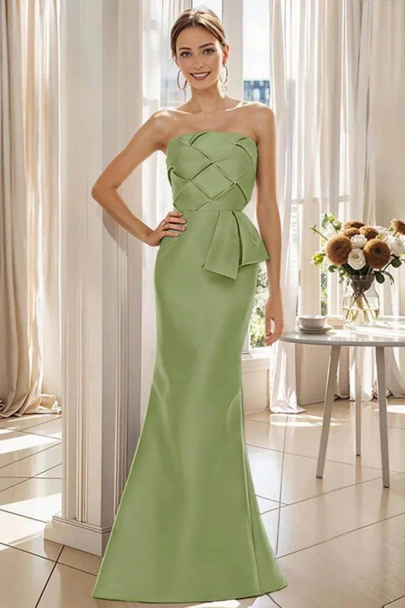 Mermaid Strapless Sleeveless Floor Length Mother Dresses CM0371