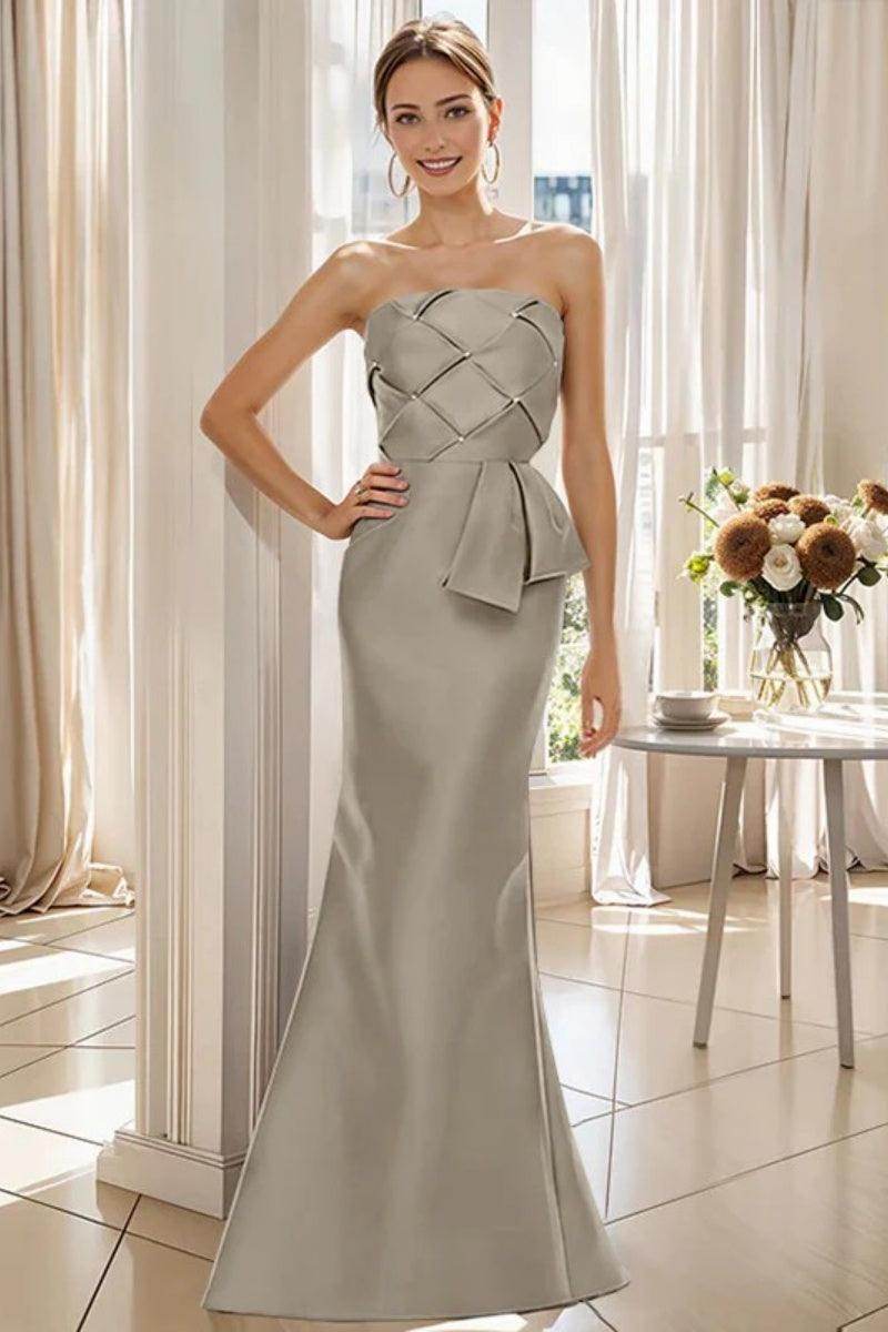 Mermaid Strapless Sleeveless Floor Length Mother Dresses CM0371
