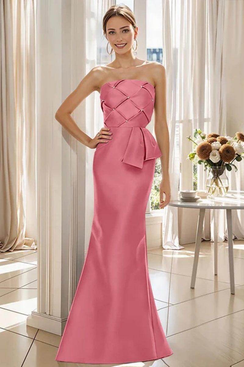Mermaid Strapless Sleeveless Floor Length Mother Dresses CM0371