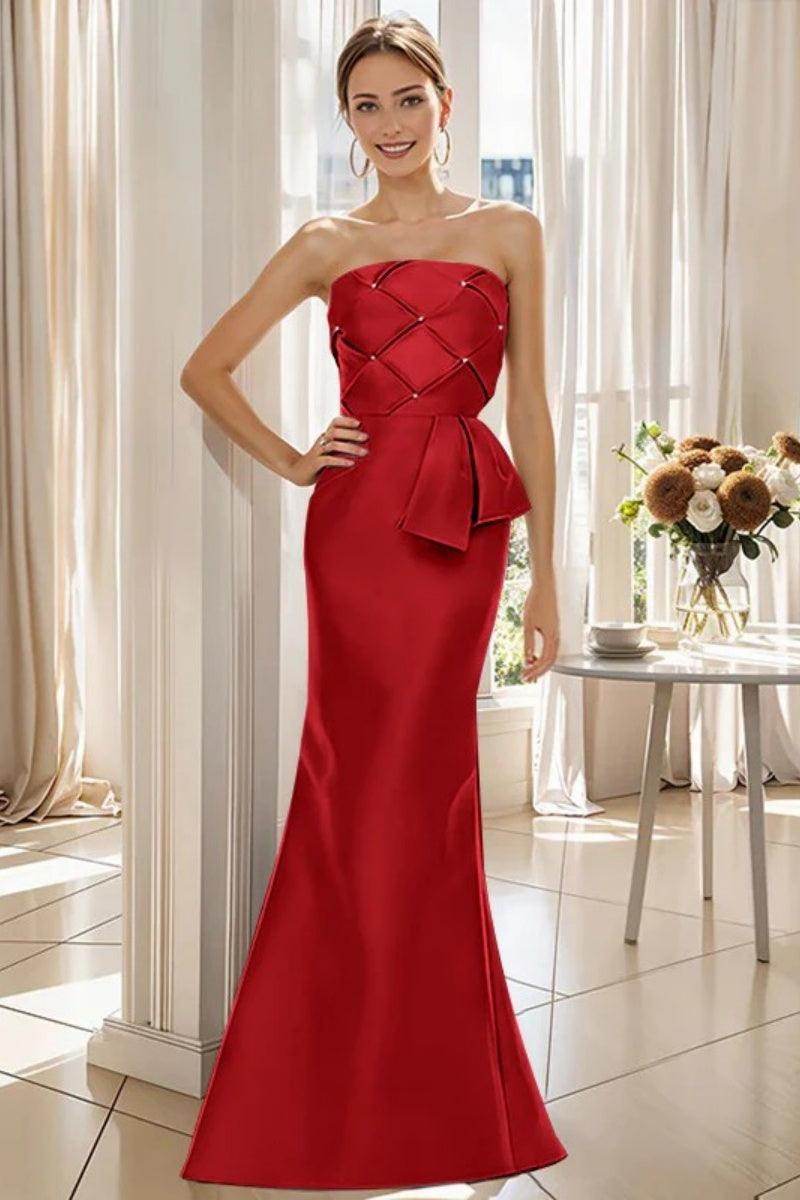 Mermaid Strapless Sleeveless Floor Length Mother Dresses CM0371
