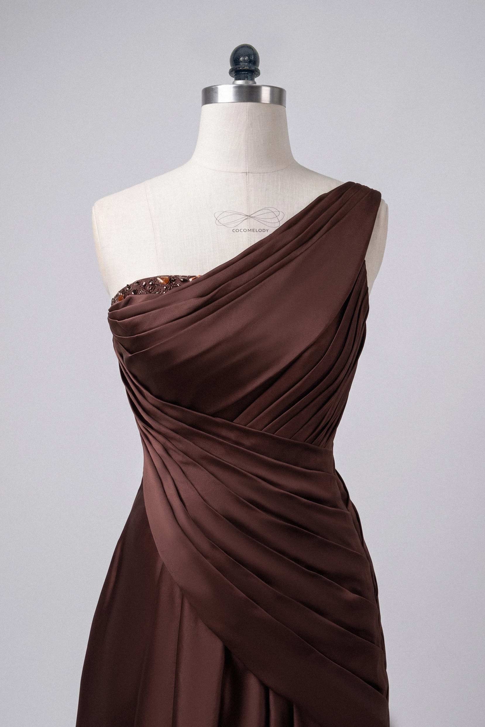 Sheath One Shoulder Sleeveless Floor Length Mother Dresses CM0373