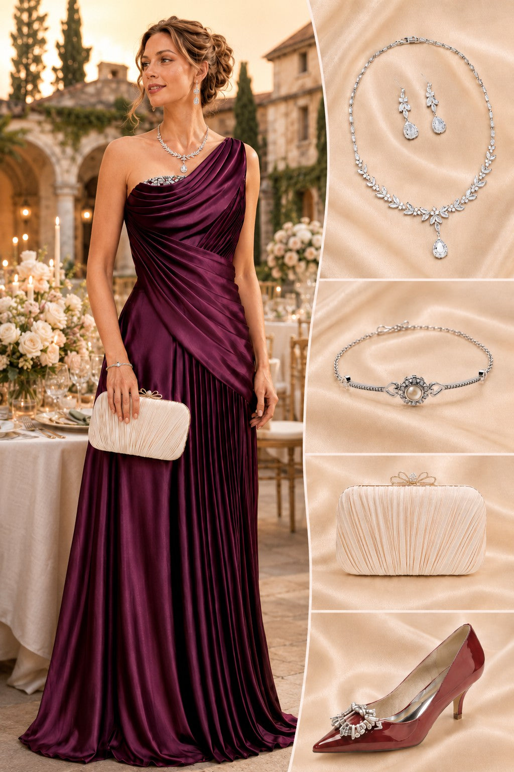 Sheath One Shoulder Sleeveless Floor Length Mother Dresses CM0373