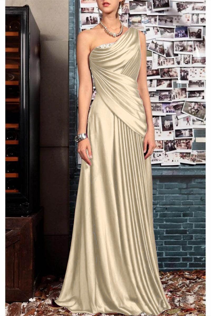 Sheath One Shoulder Sleeveless Floor Length Mother Dresses CM0373