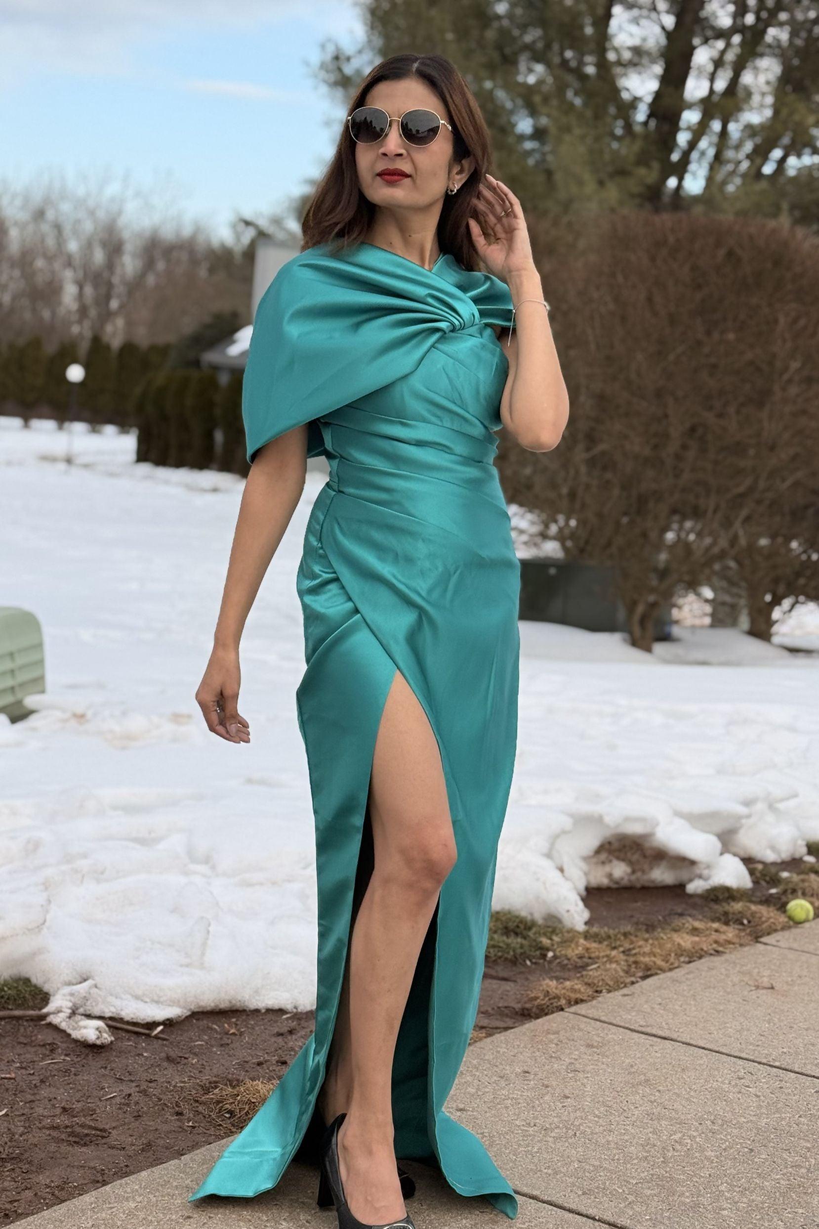 Sheath Column Half Sleeves Floor Length Mother Dresses CM0376