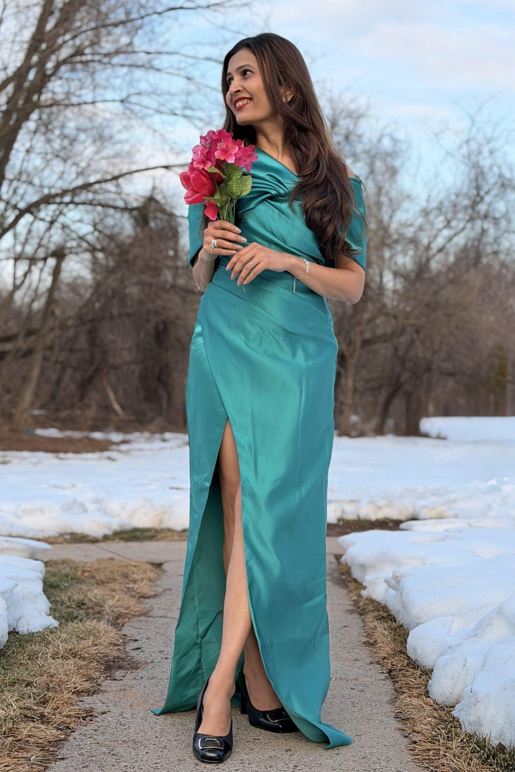 Sheath Column Half Sleeves Floor Length Mother Dresses CM0376