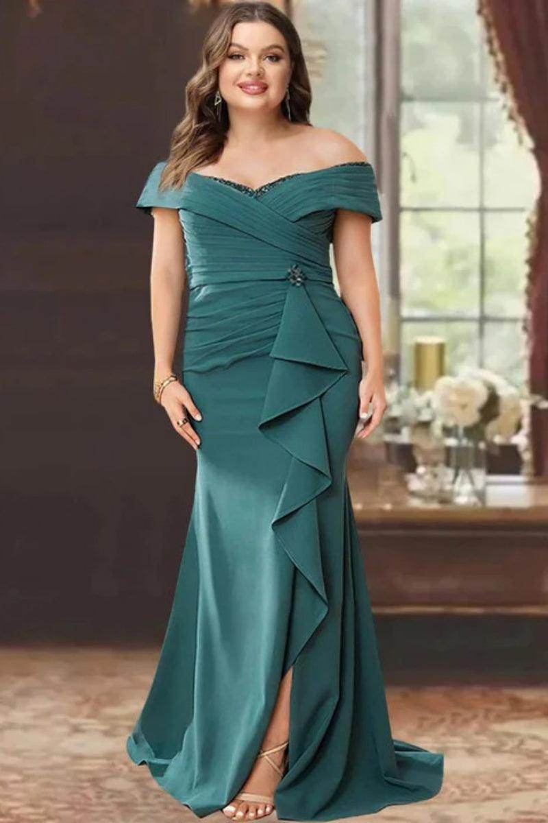 Sheath Off the Shoulder Sleeveless Floor Length Mother Dresses CM0379