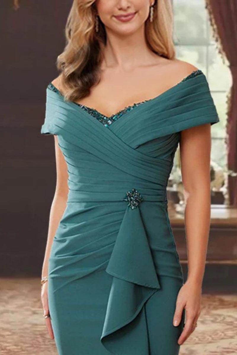 Sheath Off the Shoulder Sleeveless Floor Length Mother Dresses CM0379