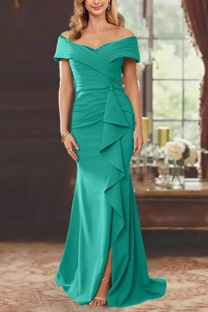 Sheath Off the Shoulder Sleeveless Floor Length Mother Dresses CM0379