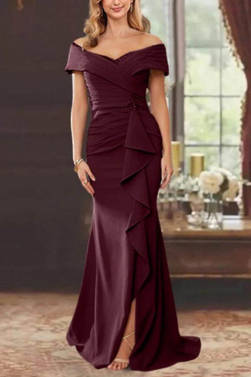 Sheath Off the Shoulder Sleeveless Floor Length Mother Dresses CM0379