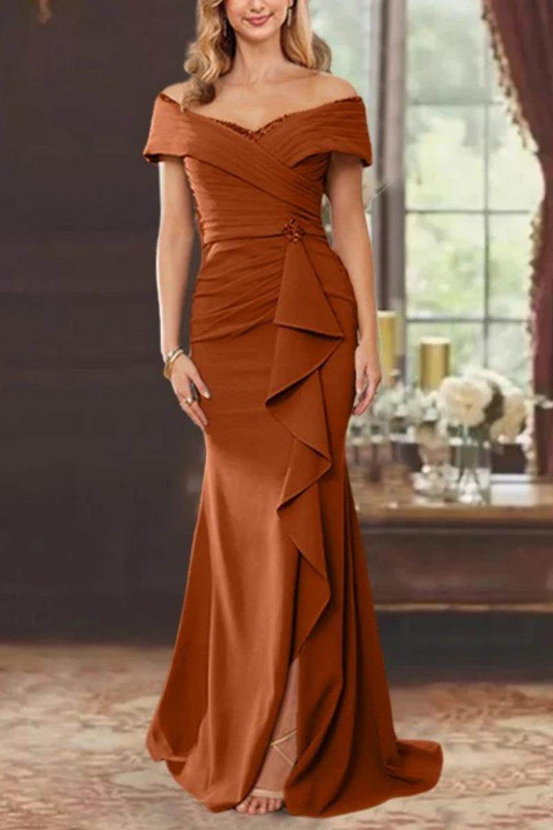 Sheath Off the Shoulder Sleeveless Floor Length Mother Dresses CM0379