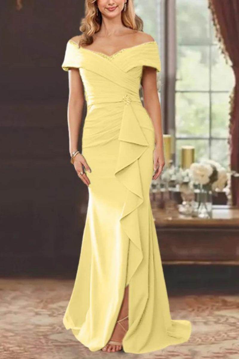 Sheath Off the Shoulder Sleeveless Floor Length Mother Dresses CM0379