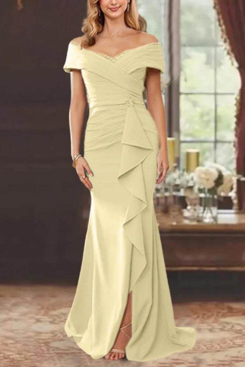 Sheath Off the Shoulder Sleeveless Floor Length Mother Dresses CM0379