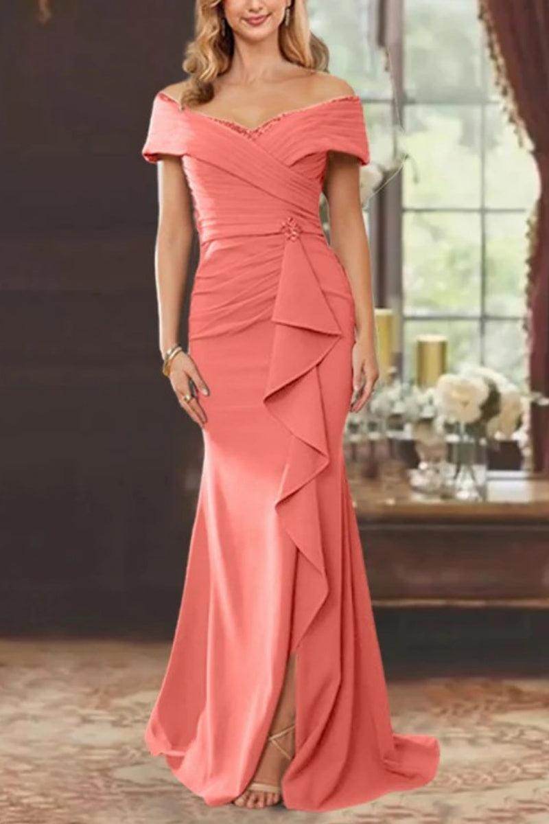 Sheath Off the Shoulder Sleeveless Floor Length Mother Dresses CM0379