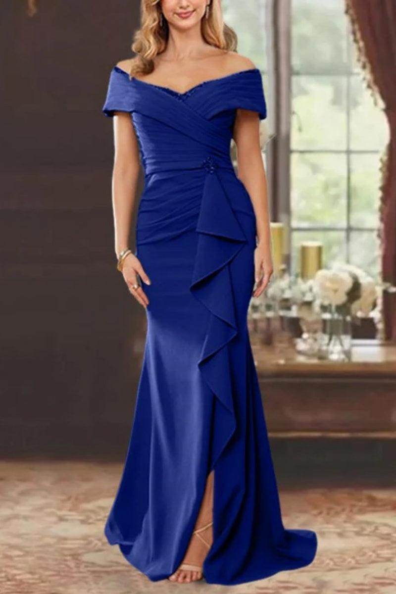 Sheath Off the Shoulder Sleeveless Floor Length Mother Dresses CM0379