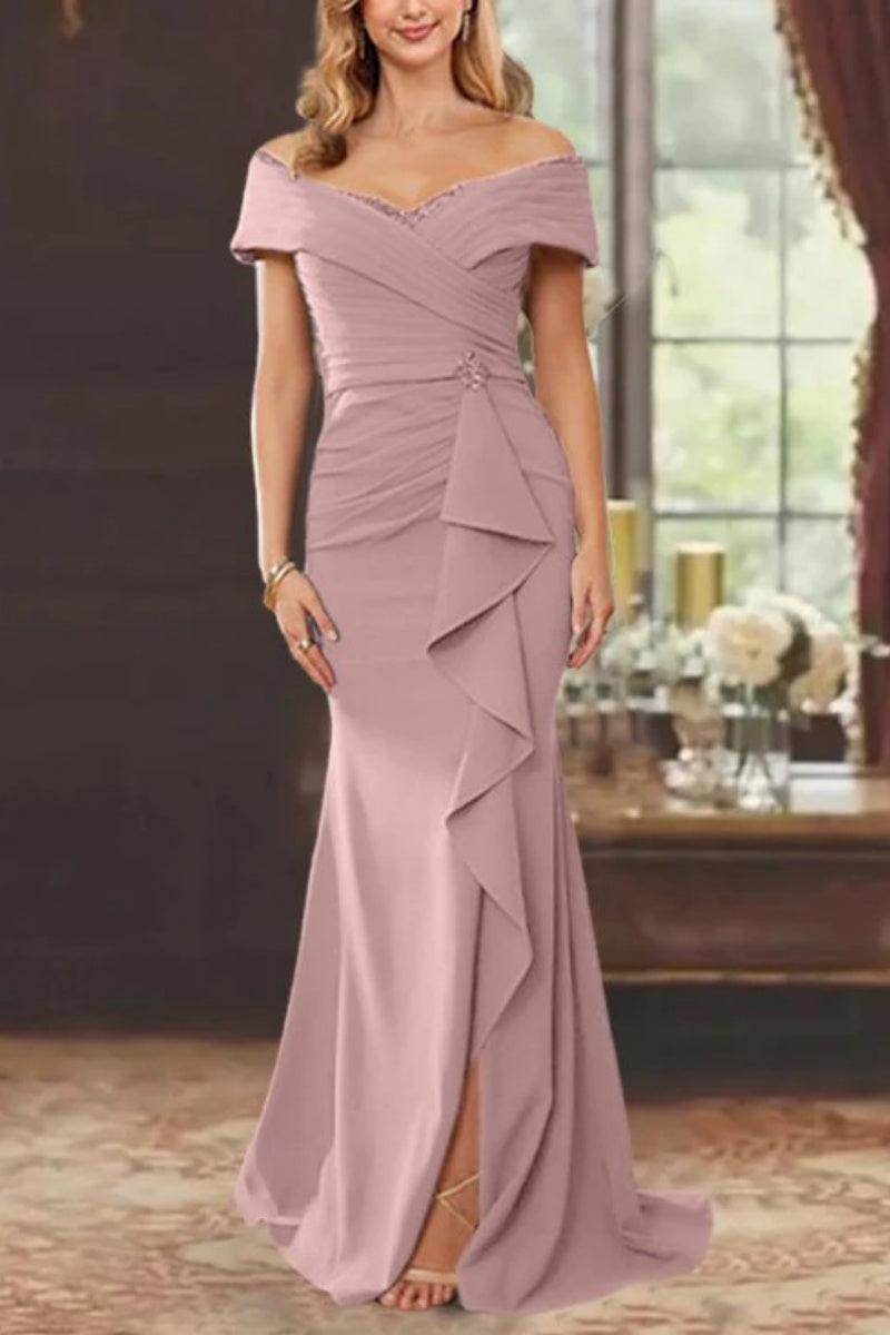 Sheath Off the Shoulder Sleeveless Floor Length Mother Dresses CM0379