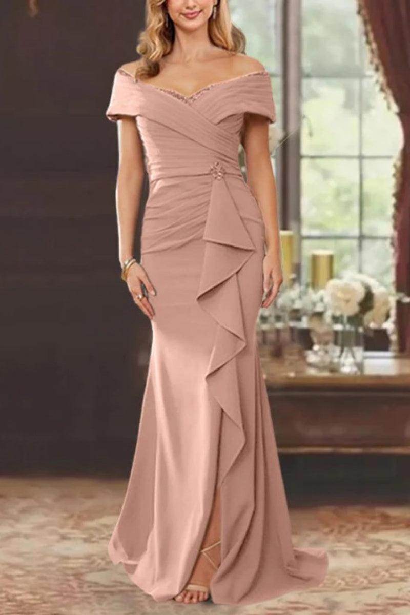 Sheath Off the Shoulder Sleeveless Floor Length Mother Dresses CM0379