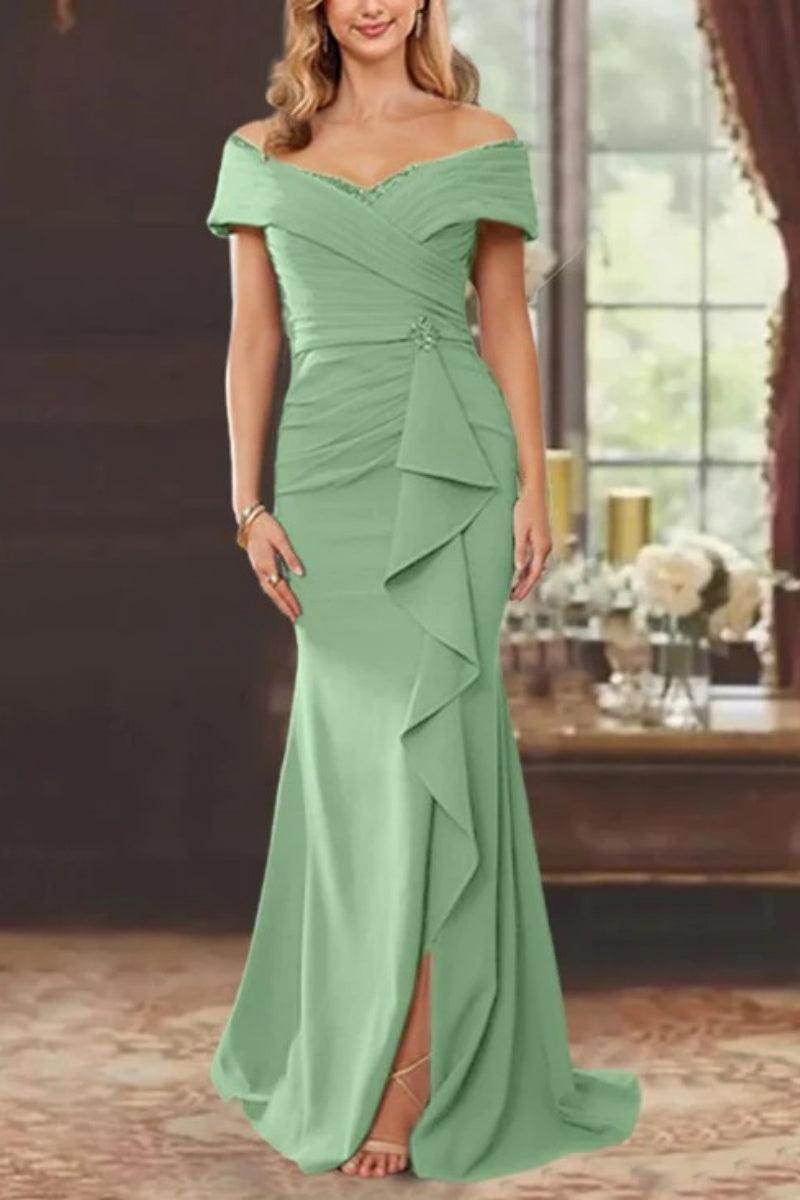 Sheath Off the Shoulder Sleeveless Floor Length Mother Dresses CM0379