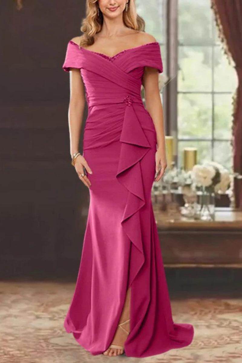 Sheath Off the Shoulder Sleeveless Floor Length Mother Dresses CM0379
