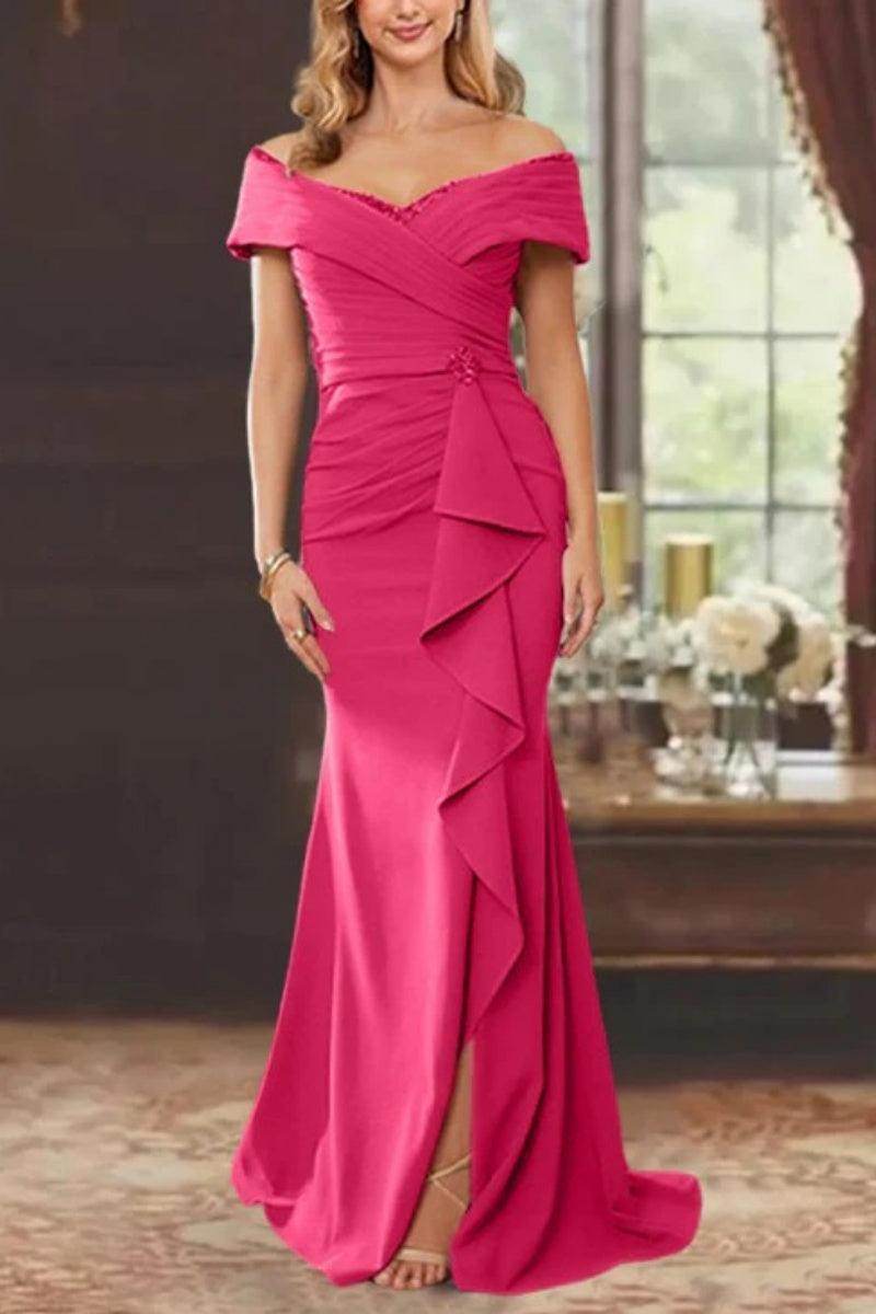 Sheath Off the Shoulder Sleeveless Floor Length Mother Dresses CM0379