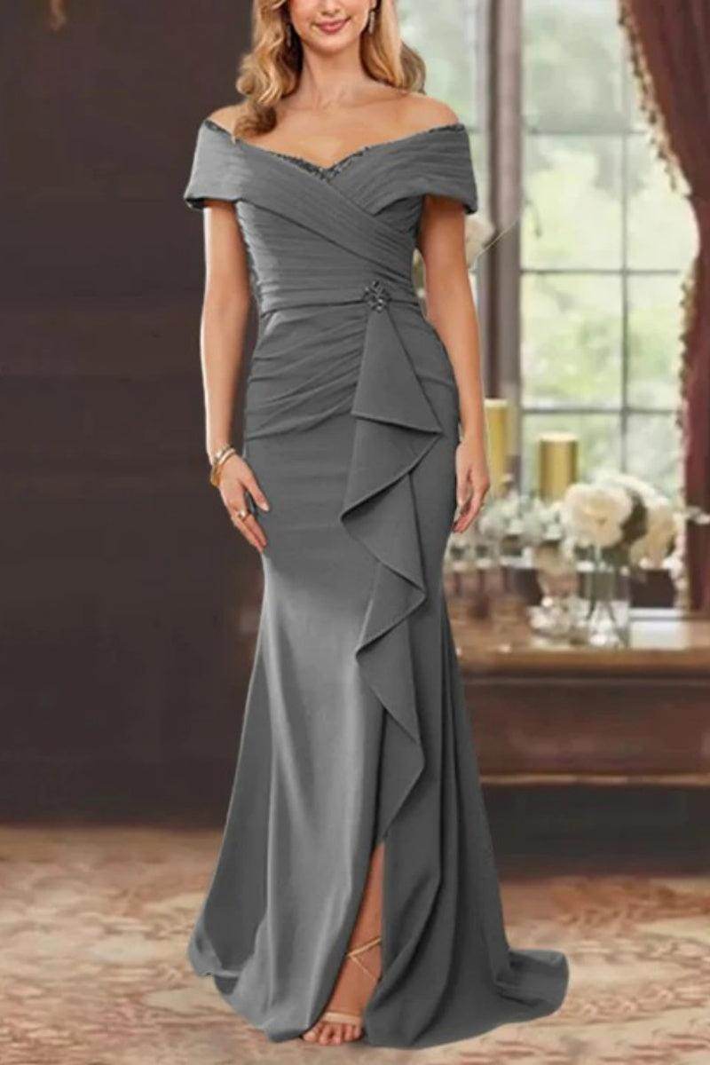 Sheath Off the Shoulder Sleeveless Floor Length Mother Dresses CM0379