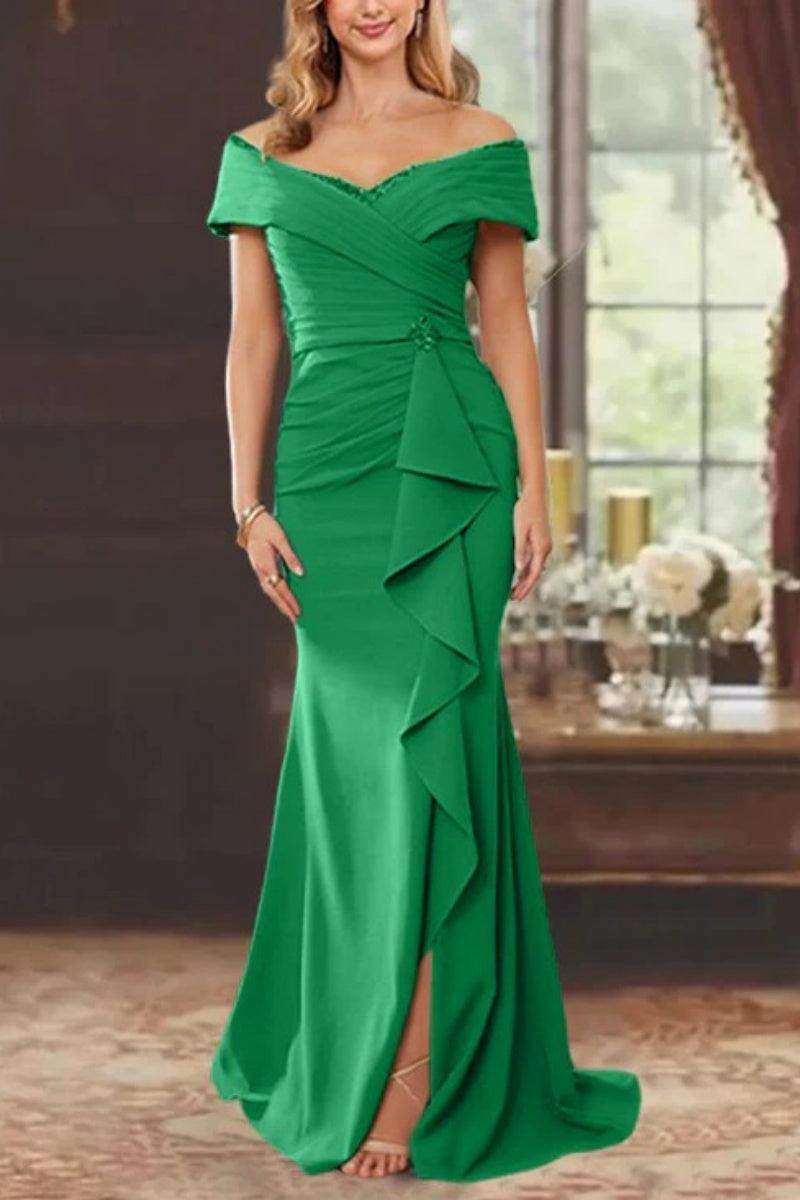 Sheath Off the Shoulder Sleeveless Floor Length Mother Dresses CM0379