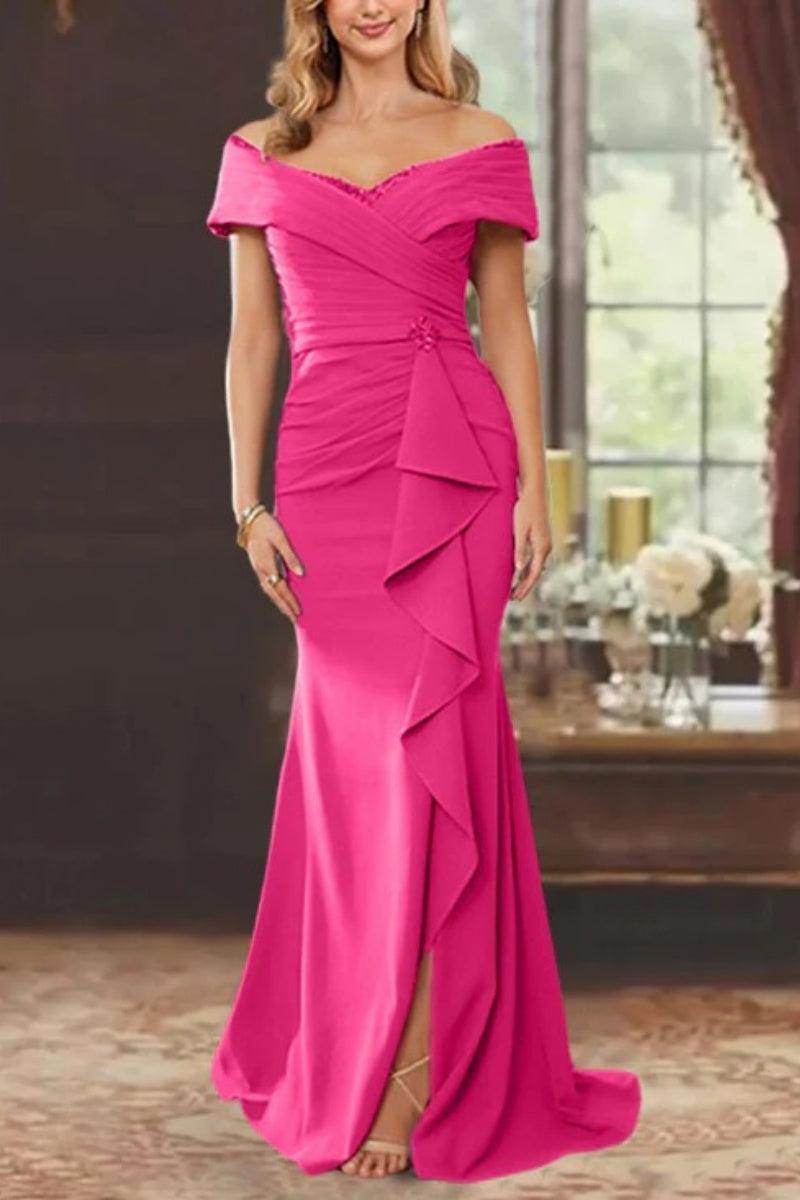 Sheath Off the Shoulder Sleeveless Floor Length Mother Dresses CM0379