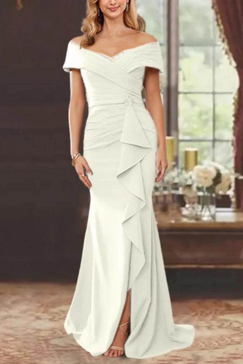 Sheath Off the Shoulder Sleeveless Floor Length Mother Dresses CM0379