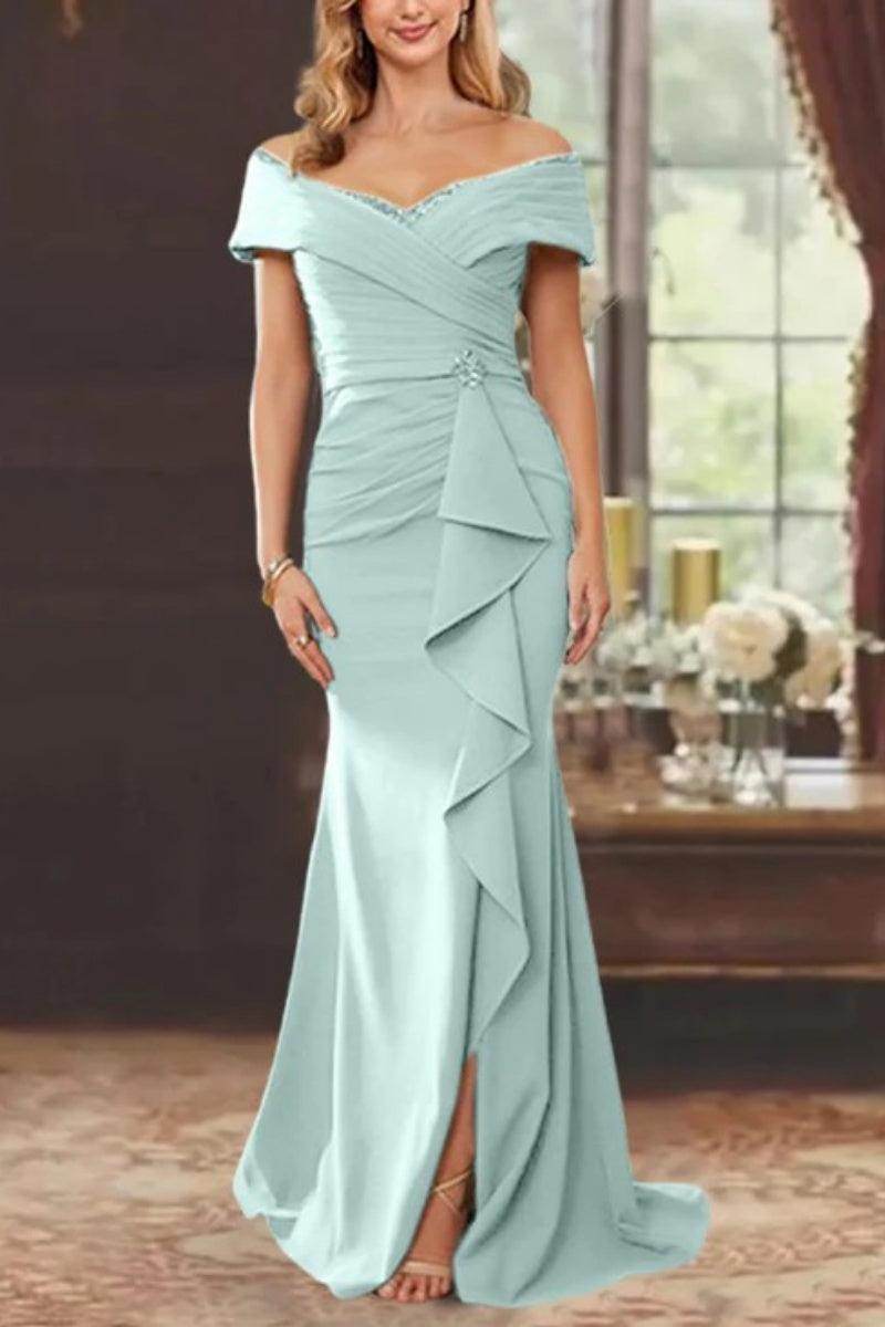 Sheath Off the Shoulder Sleeveless Floor Length Mother Dresses CM0379