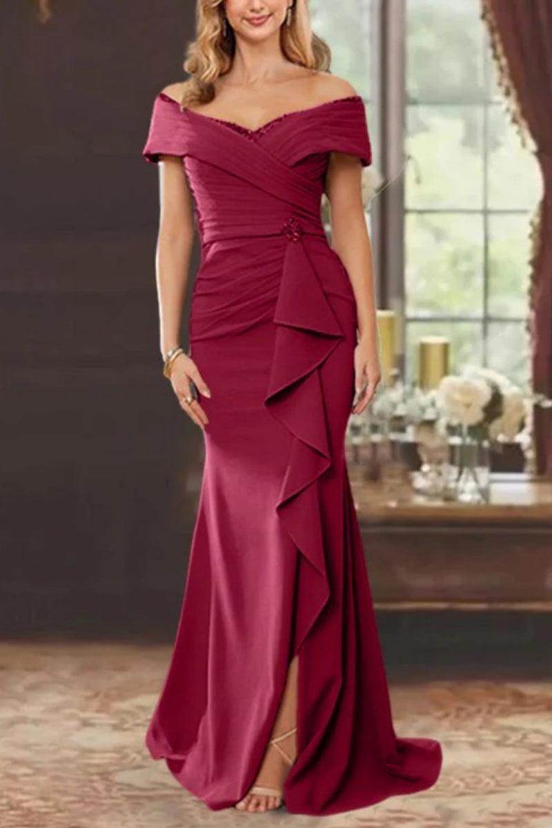 Sheath Off the Shoulder Sleeveless Floor Length Mother Dresses CM0379