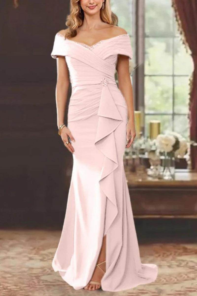 Sheath Off the Shoulder Sleeveless Floor Length Mother Dresses CM0379