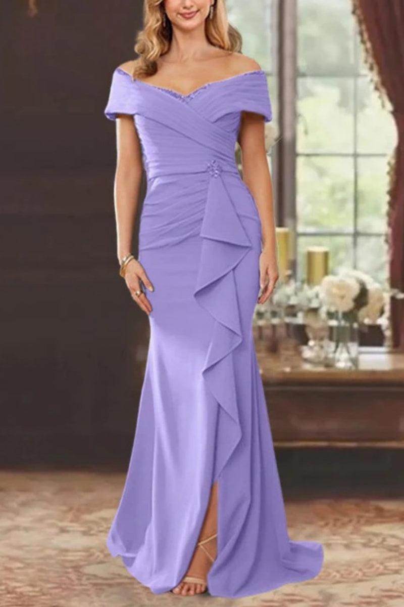 Sheath Off the Shoulder Sleeveless Floor Length Mother Dresses CM0379