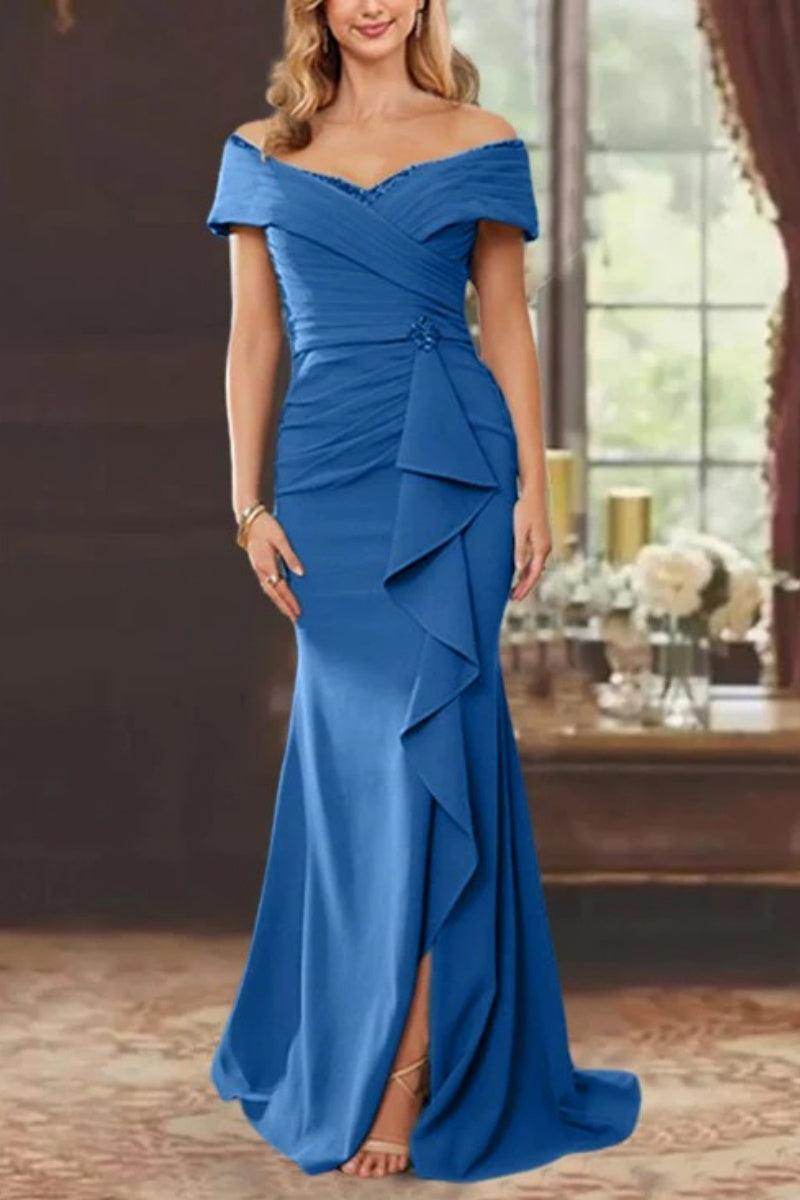 Sheath Off the Shoulder Sleeveless Floor Length Mother Dresses CM0379