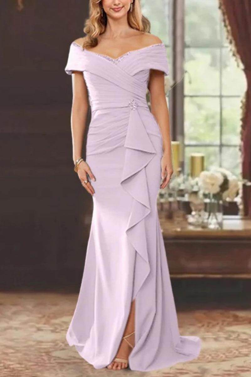 Sheath Off the Shoulder Sleeveless Floor Length Mother Dresses CM0379