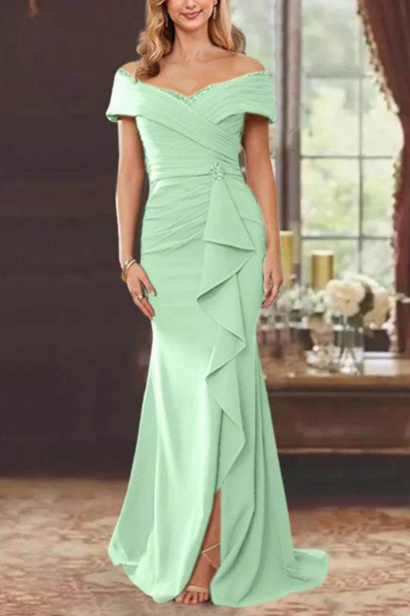 Sheath Off the Shoulder Sleeveless Floor Length Mother Dresses CM0379