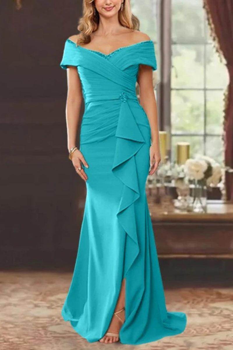 Sheath Off the Shoulder Sleeveless Floor Length Mother Dresses CM0379