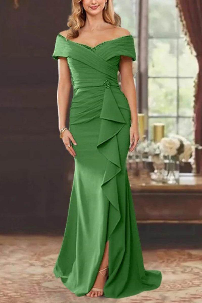 Sheath Off the Shoulder Sleeveless Floor Length Mother Dresses CM0379