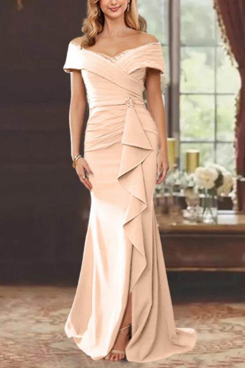 Sheath Off the Shoulder Sleeveless Floor Length Mother Dresses CM0379