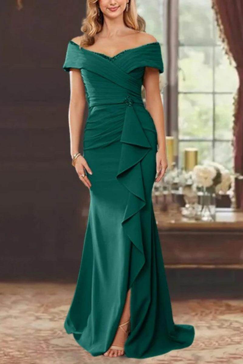 Sheath Off the Shoulder Sleeveless Floor Length Mother Dresses CM0379