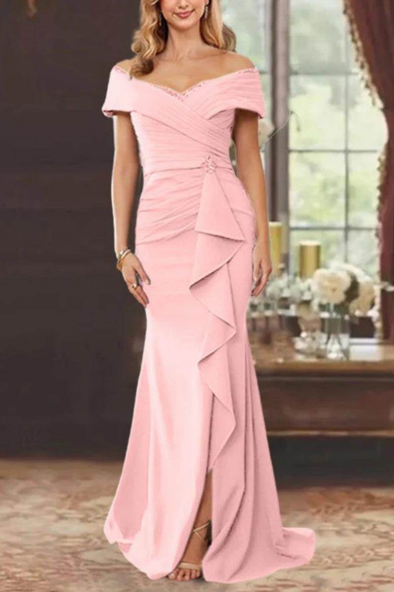 Sheath Off the Shoulder Sleeveless Floor Length Mother Dresses CM0379