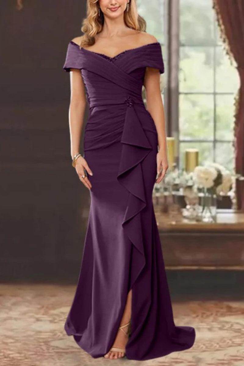 Sheath Off the Shoulder Sleeveless Floor Length Mother Dresses CM0379
