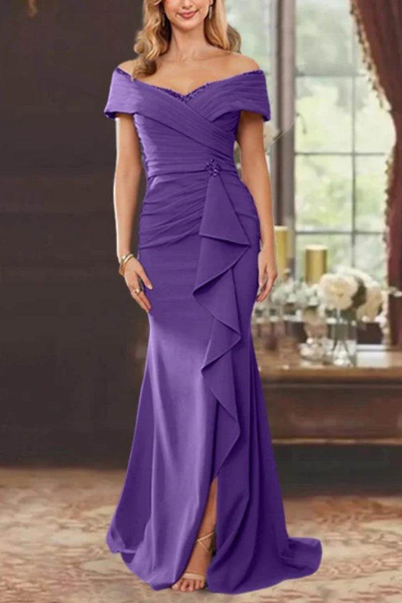Sheath Off the Shoulder Sleeveless Floor Length Mother Dresses CM0379