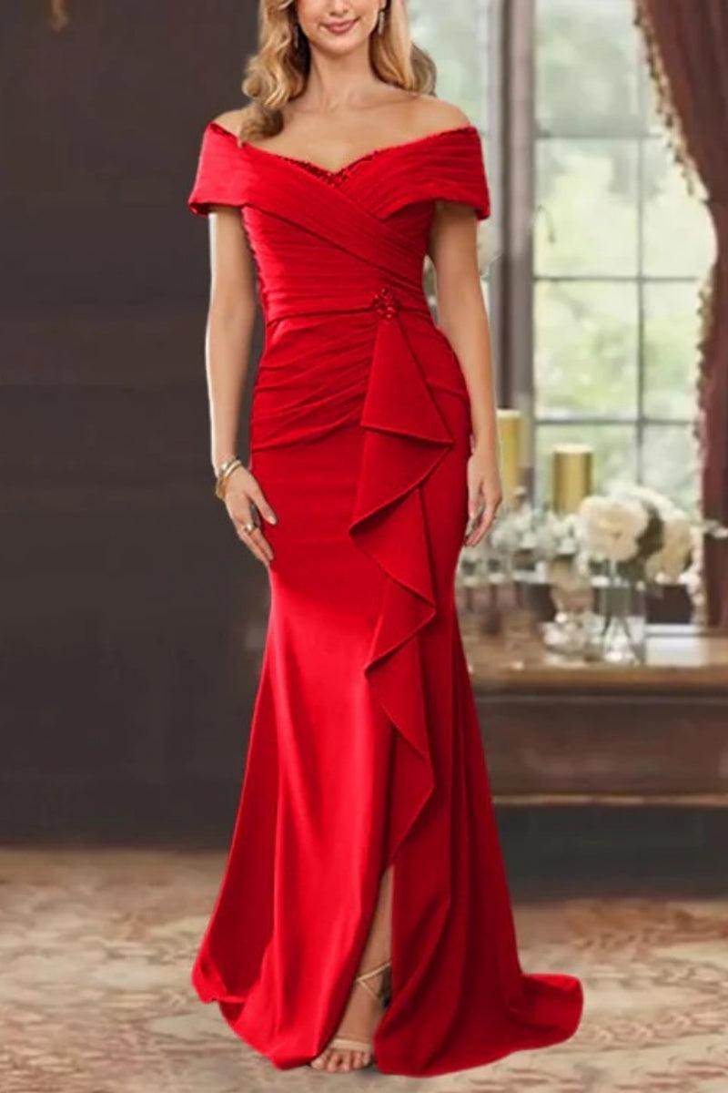 Sheath Off the Shoulder Sleeveless Floor Length Mother Dresses CM0379