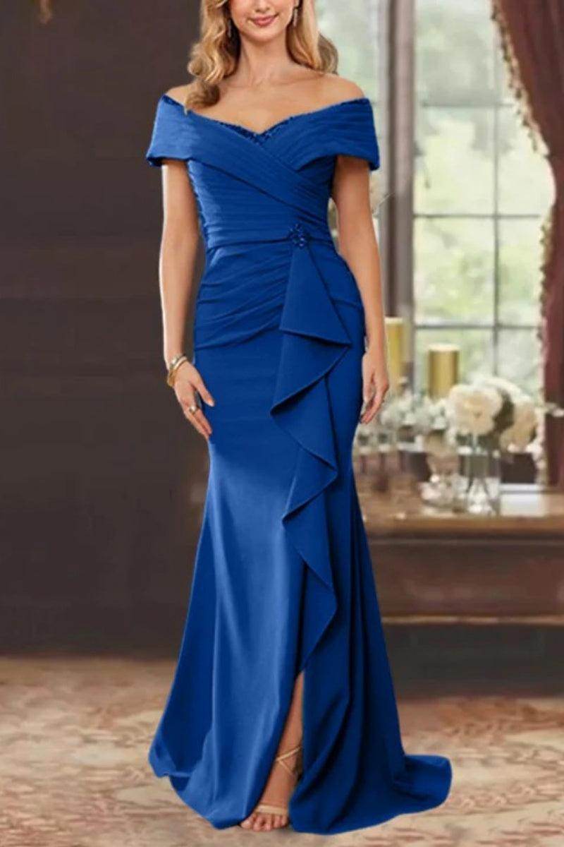 Sheath Off the Shoulder Sleeveless Floor Length Mother Dresses CM0379