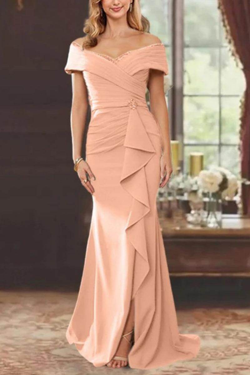 Sheath Off the Shoulder Sleeveless Floor Length Mother Dresses CM0379