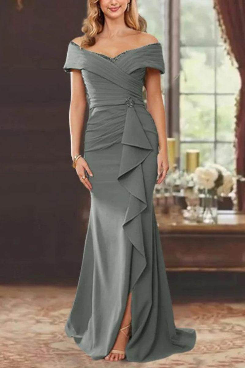 Sheath Off the Shoulder Sleeveless Floor Length Mother Dresses CM0379