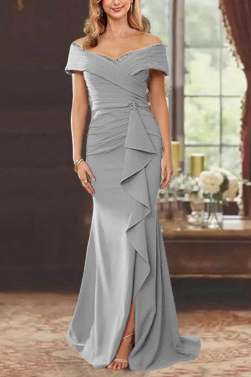 Sheath Off the Shoulder Sleeveless Floor Length Mother Dresses CM0379