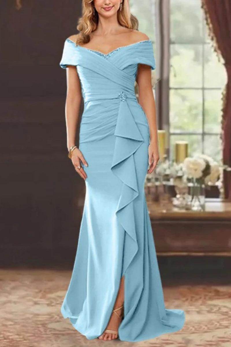 Sheath Off the Shoulder Sleeveless Floor Length Mother Dresses CM0379
