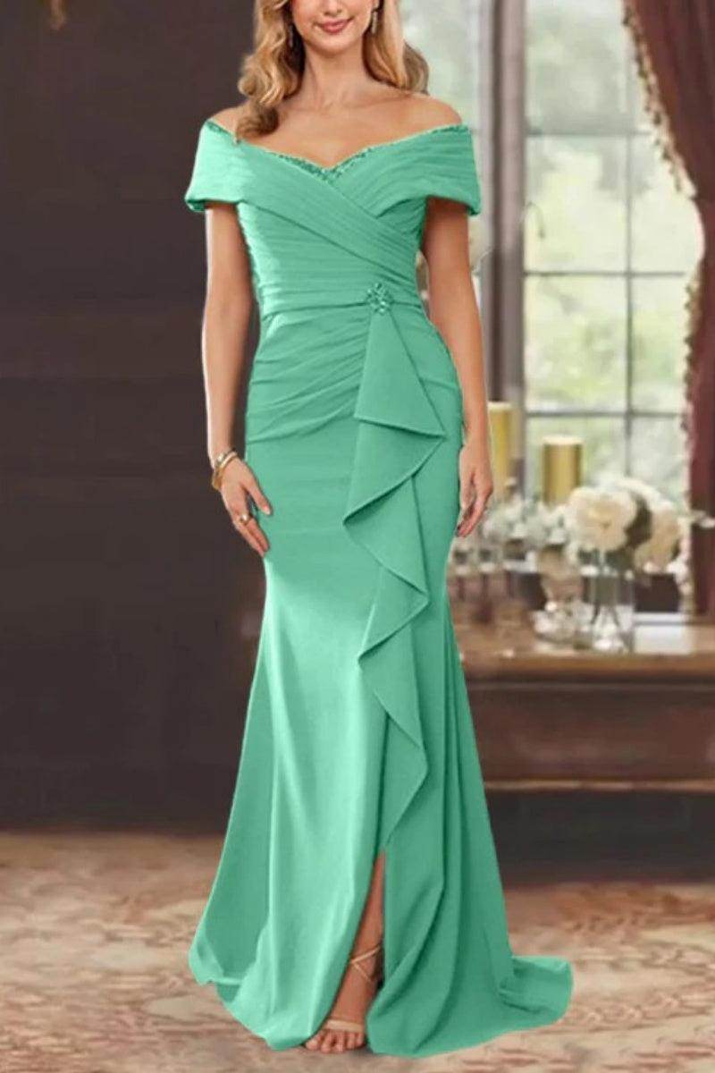 Sheath Off the Shoulder Sleeveless Floor Length Mother Dresses CM0379